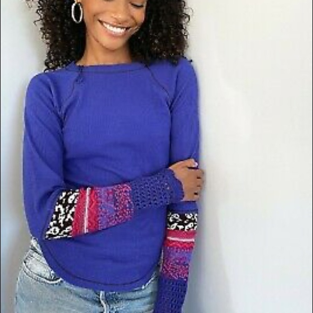 Free People In The Mix Cuff Thermal Knit Top
